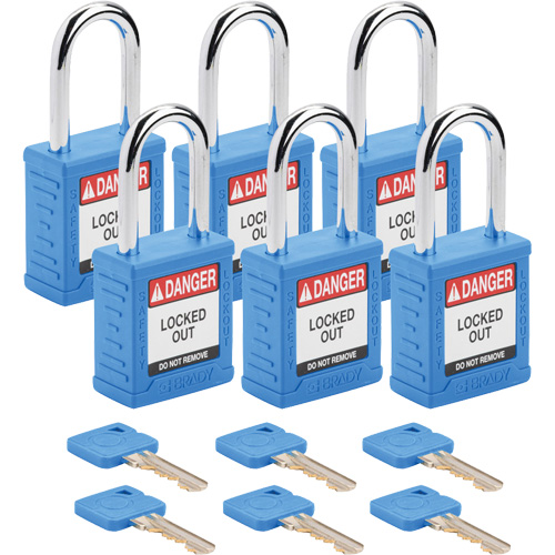 Cadenas de verrouillage Velocity, Bleu, Cl&eacute;s identiques, Nylon, Largeur de 1-1/2" Rock Safety Industrial Ltd