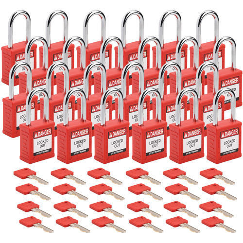 Cadenas de verrouillage Velocity, Rouge, Cl&eacute;s identiques, Nylon, Largeur de 1-1/2" Rock Safety Industrial Ltd