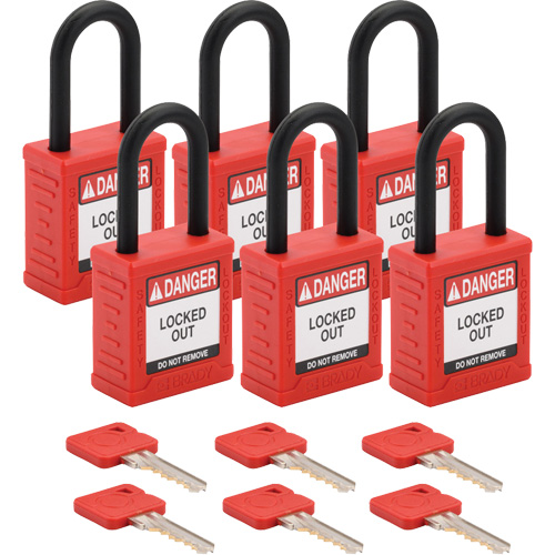 Cadenas de verrouillage Velocity, Rouge, Cl&eacute;s diff&eacute;rentes, Nylon, Largeur de 1-1/2" Rock Safety Industrial Ltd
