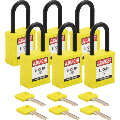 Cadenas de verrouillage Velocity, Jaune, Cl&eacute;s diff&eacute;rentes, Nylon, Largeur de 1-1/2" Rock Safety Industrial Ltd