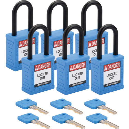 Cadenas de verrouillage Velocity, Bleu, Cl&eacute;s diff&eacute;rentes, Nylon, Largeur de 1-1/2" Rock Safety Industrial Ltd