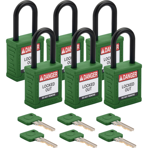 Cadenas de verrouillage Velocity, Vert, Cl&eacute;s diff&eacute;rentes, Nylon, Largeur de 1-1/2" Rock Safety Industrial Ltd