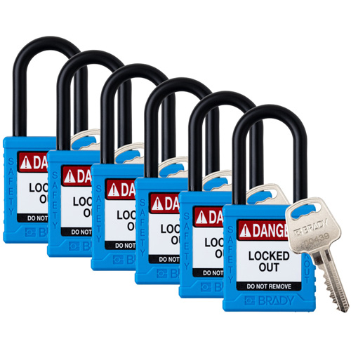 Cadenas de verrouillage Velocity, Bleu, Cl&eacute;s identiques, Nylon, Largeur de 1-1/2" Rock Safety Industrial Ltd