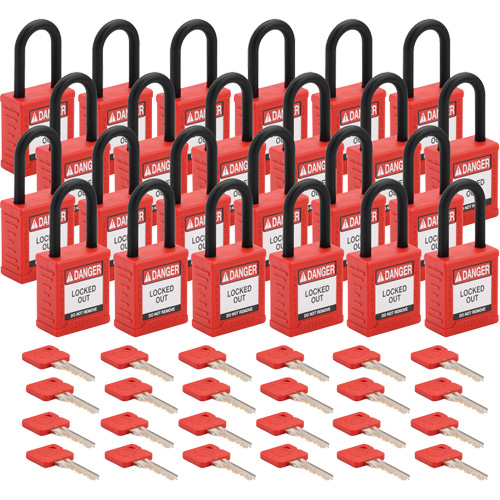 Cadenas de verrouillage Velocity, Rouge, Cl&eacute;s diff&eacute;rentes, Nylon, Largeur de 1-1/2" Rock Safety Industrial Ltd