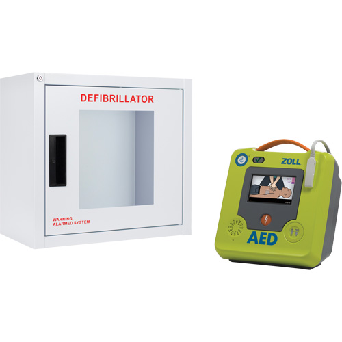Ensemble armoire murale et d&eacute;fibrillateur AED 3, Semi-automatique, Anglais, Classe 4 Rock Safety Industrial Ltd
