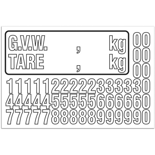 G.V.W. Truck Number Kit, Assorted Numbers/Letters/Punctuation, White Rock Safety Industrial Ltd