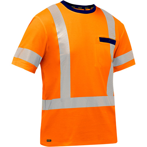 Chemise &agrave; manches courtes et X au dos Bisley, Poly-coton, Petit, Orange haute visibilit&eacute; Rock Safety Industrial Ltd
