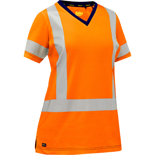 Chemise &agrave; manches courtes et X au dos Bisley pour femmes, Poly-coton, Petit, Orange haute visibilit&eacute; Rock Safety Industrial Ltd
