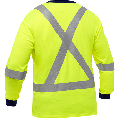 Chemise &agrave; manches longues et X au dos Bisley, Poly-coton, Petit, Jaune lime haute visibilit&eacute; Rock Safety Industrial Ltd