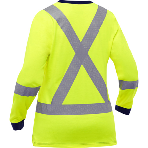 Chemise &agrave; manches longues et X au dos Bisley pour femmes, Poly-coton, Petit, Jaune lime haute visibilit&eacute; Rock Safety Industrial Ltd