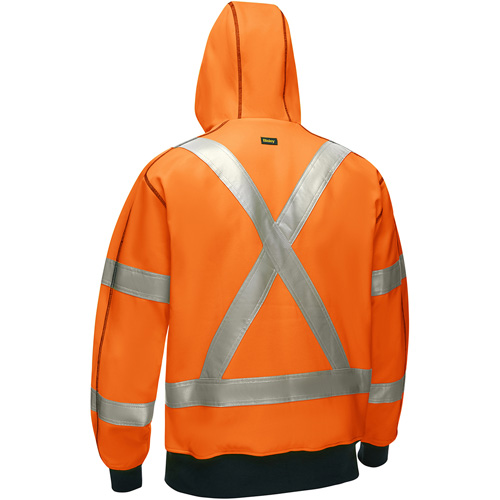 Coton ouat&eacute; doubl&eacute; de sherpa avec capuchon &agrave; fermeture &eacute;clair compl&egrave;te et X au dos Bisley, Moyen, Orange haute visibilit&eacute; Rock Safety Industrial Ltd