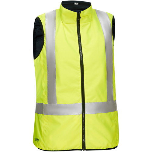 Bisley&reg; X-Back Women's Contoured Reversible Puffer Vest, High Visibility Lime-Yellow, Large, Polyester Rock Safety Industrial Ltd