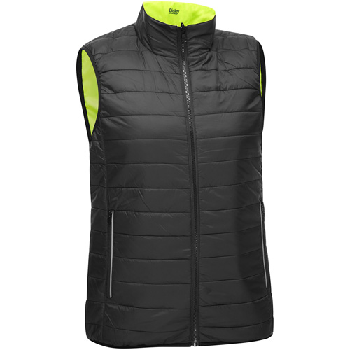 Bisley&reg; X-Back Women's Contoured Reversible Puffer Vest, High Visibility Lime-Yellow, Large, Polyester Rock Safety Industrial Ltd