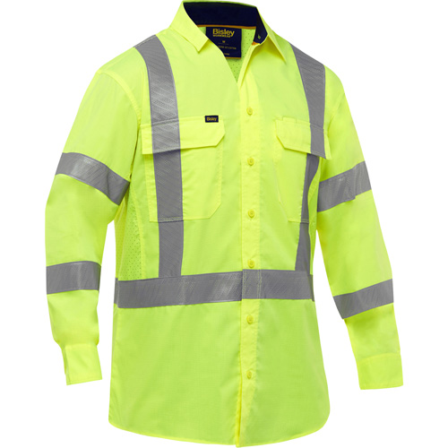 Chemise de travail &agrave; manches longues et X au dos Bisley avec X-Airflow, Poly-coton, Petit, Jaune lime haute visibilit&eacute; Rock Safety Industrial Ltd
