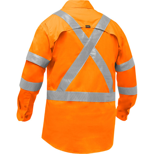 Chemise de travail &agrave; manches longues et X au dos Bisley avec X-Airflow, Poly-coton, Petit, Orange haute visibilit&eacute; Rock Safety Industrial Ltd