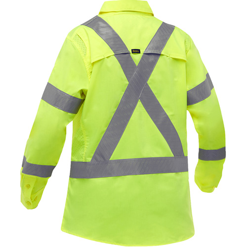 Chemise de travail &agrave; manches longues et X au dos Bisley avec X-Airflow pour femmes, Poly-coton, Petit, Jaune lime haute visibilit&eacute; Rock Safety Industrial Ltd
