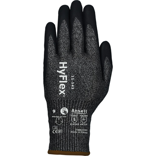 Gants r&eacute;sistants &agrave; la coupe HYFLEX 11-543, Taille 6, Calibre 13, Rev&ecirc;tement Nitrile, Enveloppe en Nylon/Acier inoxydable/PEHP/Spandex, ASTM ANSI niveau A7/EN 388 niveau F Rock Safety Industrial Ltd
