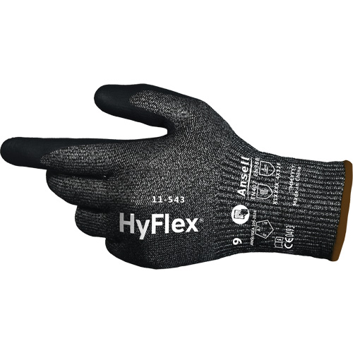 Gants r&eacute;sistants &agrave; la coupe HYFLEX 11-543, Taille 6, Calibre 13, Rev&ecirc;tement Nitrile, Enveloppe en Nylon/Acier inoxydable/PEHP/Spandex, ASTM ANSI niveau A7/EN 388 niveau F Rock Safety Industrial Ltd