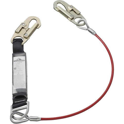 SA-5500-4 Longe &agrave; amortisseur de choc, 4', Point d'ancrage &agrave; Crochet mousqueton, Crochet mousqueton aux jambes, Acier galvanis&eacute; Rock Safety Industrial Ltd