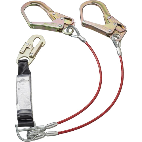 SA-55522-4 Longe &agrave; amortisseur de choc enduite de PVC, 4', Point d'ancrage &agrave; Crochet d&eacute;chafaudage, Crochet mousqueton aux jambes, Acier galvanis&eacute; Rock Safety Industrial Ltd