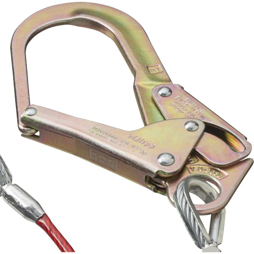SA-55522-4 Longe &agrave; amortisseur de choc enduite de PVC, 4', Point d'ancrage &agrave; Crochet d&eacute;chafaudage, Crochet mousqueton aux jambes, Acier galvanis&eacute; Rock Safety Industrial Ltd