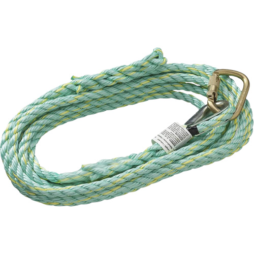 VL-1115-25 Vertical Lifeline Rope with Anchor End Carabiner & Trailing End Back Splice, Copolymer Rock Safety Industrial Ltd
