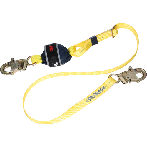 Adjustable Web Shock-Absorbing Lanyard, 6', Snap Hook Center, Snap Hook Leg Ends, Polyester Rock Safety Industrial Ltd