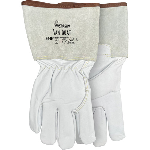 Gants r&eacute;sistant &agrave; la coupe et &agrave; l'arc &eacute;lectrique Van Goat 549, Taille Moyen, Enveloppe en Cutshield/Para-aramide/Polyester/Acier inoxydable/Ch&egrave;vre, ASTM ANSI niveau A6/EN 388 niveau F Rock Safety Industrial Ltd
