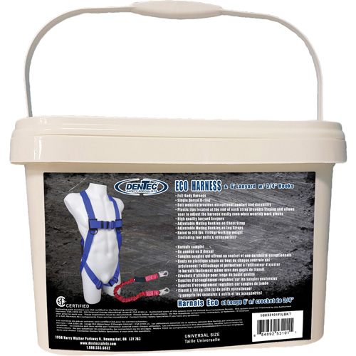 ECO Safety Harness in Pail with 6' Lanyard, CSA Certified, Class A, 255 lbs. Cap. Rock Safety Industrial Ltd