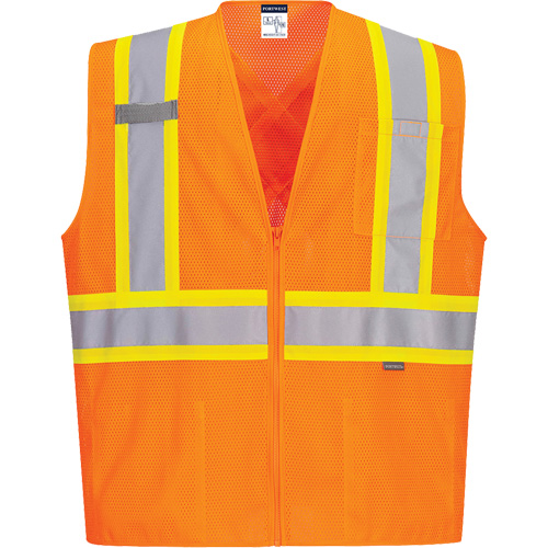 Veste de s&eacute;curit&eacute; &agrave; bandes contrastantes, Orange haute visibilit&eacute;, Petit, Polyester Rock Safety Industrial Ltd