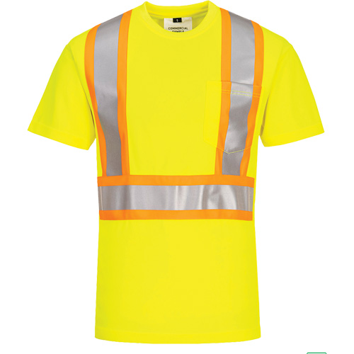 T-shirt de s&eacute;curit&eacute; &agrave; bandes contrastantes, Polyester, Petit, Jaune lime haute visibilit&eacute; Rock Safety Industrial Ltd
