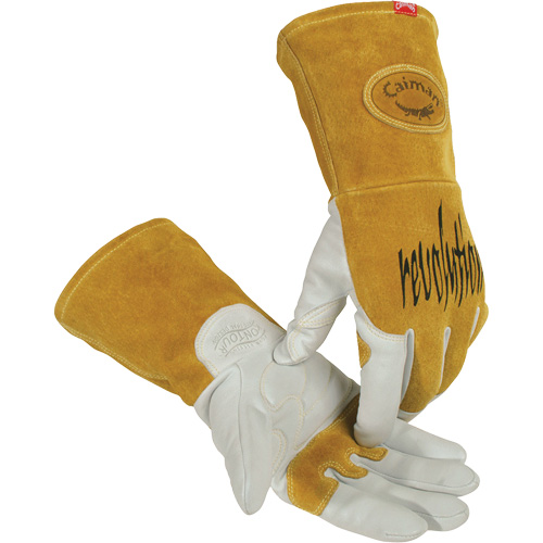 Gants de soudeur TIG/MIG de premi&egrave;re qualit&eacute; avec dos en cuir de vache refendue isol&eacute;es et ignifug&eacute;s Caiman, Cuir fleur de ch&egrave;vre, Taille Petit Rock Safety Industrial Ltd