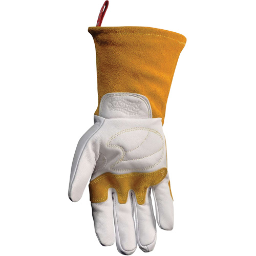 Gants de soudeur TIG/MIG de premi&egrave;re qualit&eacute; avec dos en cuir de vache refendue isol&eacute;es et ignifug&eacute;s Caiman, Cuir fleur de ch&egrave;vre, Taille Moyen Rock Safety Industrial Ltd