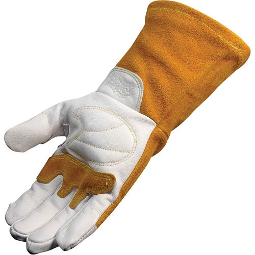 Gants de soudeur TIG/MIG de premi&egrave;re qualit&eacute; avec dos en cuir de vache refendue isol&eacute;es et ignifug&eacute;s Caiman, Cuir fleur de ch&egrave;vre, Taille Moyen Rock Safety Industrial Ltd