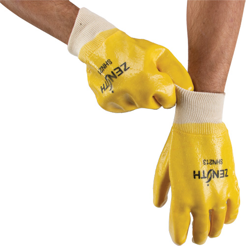 Gants &agrave; fini rugueux et r&eacute;sistants aux produits chimiques, Taille 9, 10" lo, PVC, Doublure en Interlock, 47-mil Rock Safety Industrial Ltd