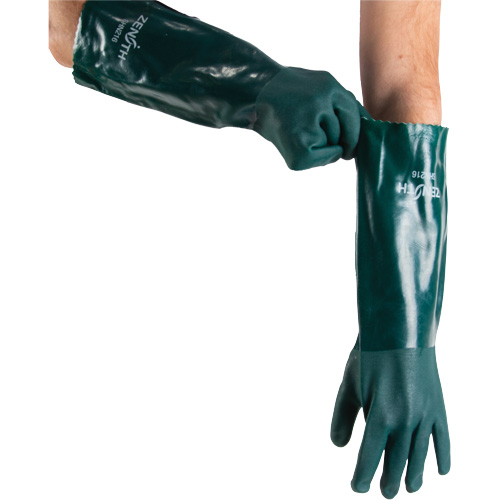 Double Dipped Green Gloves, 18" L, PVC, Cotton Jersey Inner Lining, 70-mil Rock Safety Industrial Ltd