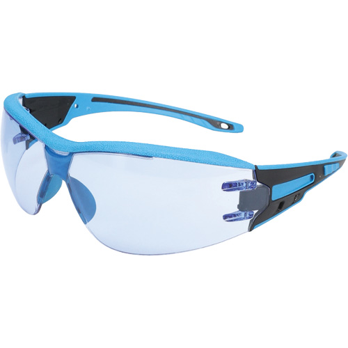 Lunettes de s&eacute;curit&eacute; sans monture Captain d&eacute;tectables par d&eacute;tecteur de m&eacute;taux, Lentille Bleu p&acirc;le, Antibu&eacute;e/Anti-&eacute;gratignures, ANSI Z87+/R&eacute;pond ou surpasse la norme CSA Z94.3 Rock Safety Industrial Ltd