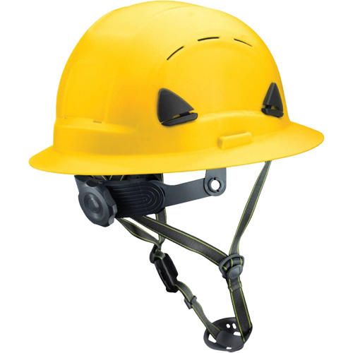 Casque Fibre Metal de style escalade avec bordure compl&egrave;te, R&eacute;pond aux normes CSA type 2, Suspension Rochet, Ventil&eacute; Rock Safety Industrial Ltd