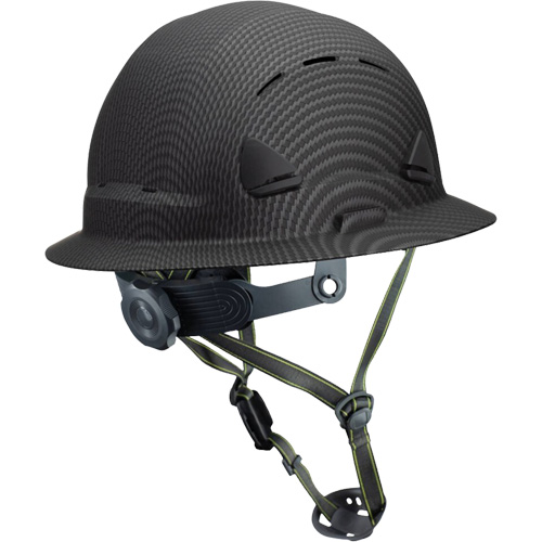 Casque Fibre Metal de style escalade avec bordure compl&egrave;te, R&eacute;pond aux normes CSA type 2, Suspension Rochet, Ventil&eacute; Rock Safety Industrial Ltd