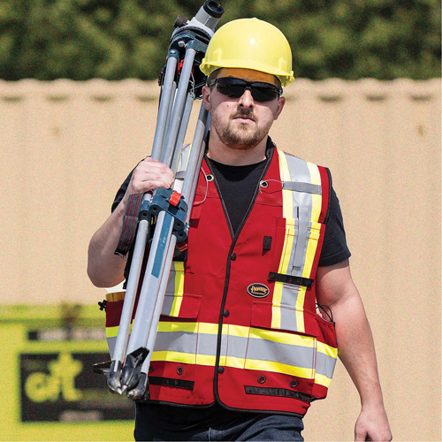 6678 High-Visibility Antimicrobial Mesh-Back Surveyor Vest, Red, Small, Polyester Rock Safety Industrial Ltd