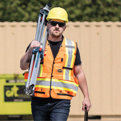6680 Veste d'arpenteur antimicrobienne haute visibilit&eacute; avec dos en maille, Orange haute visibilit&eacute;, Petit, Polyester Rock Safety Industrial Ltd