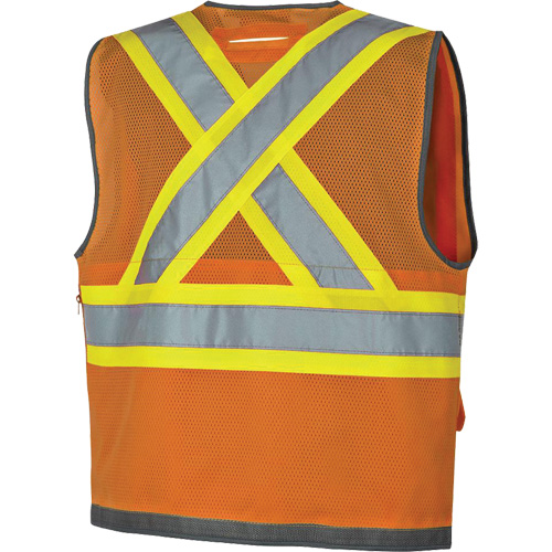 Pioneer Mesh Back Zip Front Surveyor Safety Vest, High Visibility Orange, Small, Polyester Rock Safety Industrial Ltd