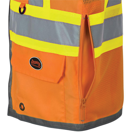Pioneer Mesh Back Zip Front Surveyor Safety Vest, High Visibility Orange, Small, Polyester Rock Safety Industrial Ltd