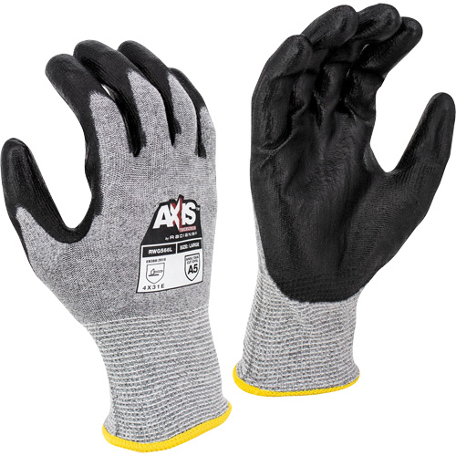 RWG566 AXIS Cut Protection Touchscreen Work Glove, Size Small, 18 Gauge, Polyurethane Coated, Stainless Steel/HPPE Shell, ASTM ANSI Level A5/EN 388 Level E Rock Safety Industrial Ltd