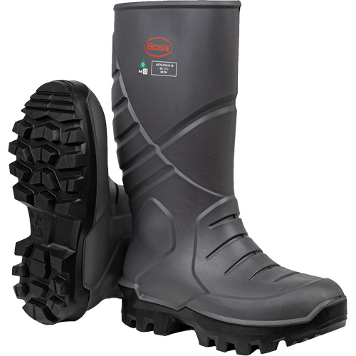 Bottes de s&eacute;curit&eacute; int&eacute;grales Boss avec semelle interm&eacute;diaire et prot&egrave;ge-m&eacute;tatarse interne, Polyur&eacute;thane thermique, Embout Acier, Semelle R&eacute;sistant aux perforations, Pointure 6 Rock Safety Industrial Ltd