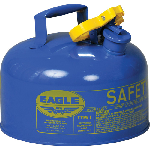 Safety Can for Kerosene, Type I, Galvanized Steel, 2 US gal., Blue, FM Approved/UL/ULC Listed Rock Safety Industrial Ltd