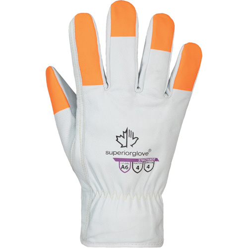 Gants haute visibilit&eacute; r&eacute;sistants &agrave; la coupe Endura Pro, Taille Petit, Enveloppe en Cuir de vache, ASTM ANSI niveau A6 Rock Safety Industrial Ltd