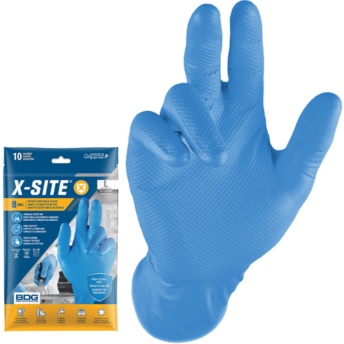 Gants jetables Grippaz, Petit, Nitrile, 8 mils, Sans poudre, Bleu Rock Safety Industrial Ltd