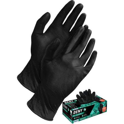 Gants jetables Deny, T-Grand, Nitrile, 6 mils, Sans poudre, Noir Rock Safety Industrial Ltd