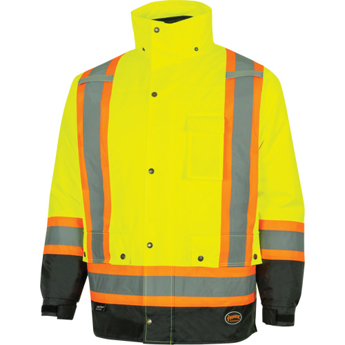 5057 Pioneer&reg; Yukon 7-in-1 Waterproof Winter Safety Parka, Polyester, Black/High Visibility Lime-Yellow, X-Small Rock Safety Industrial Ltd